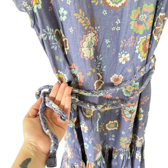 Marine Layer Laney Dress Ruffle Sleeve Tiered Mini Marlin Hibiscus Floral - Picture 4 of 8